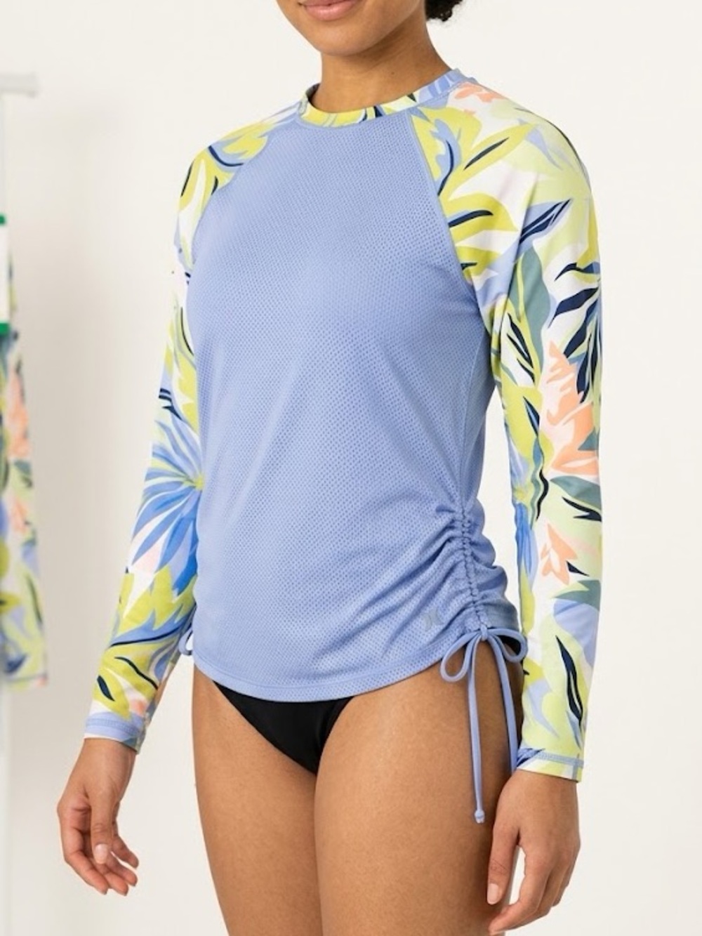 Hurley Rash Guard Swim Top XL  Blue Tropical Canopy UPF 50+ NWT